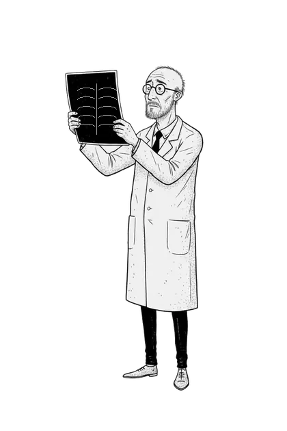 Dr Vida examinando um raio-X